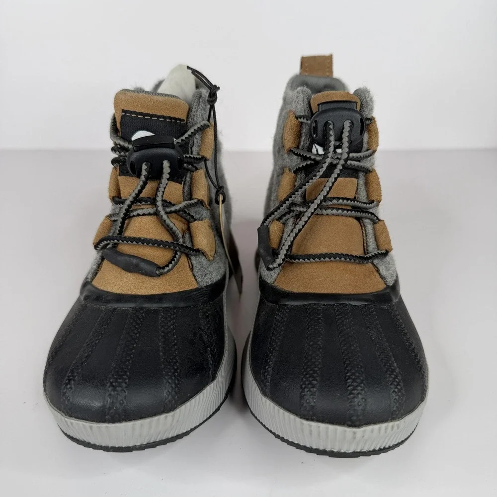 Sorel Snow Boots Kids Size 1 Gray Brown Waterproof Winter Ankle NY4563-224